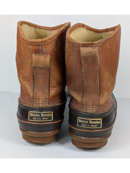 Vintage LL Bean Leather Duck Boots Pull On Hunting Maine Shearling Mens 10 MM